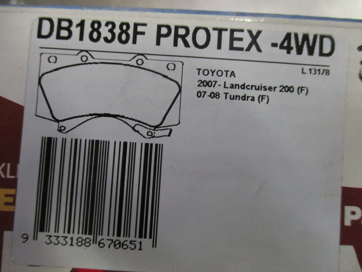 Protex Front Brake Pad Set Suits Toyota Landcruiser 200-Tundra New Part