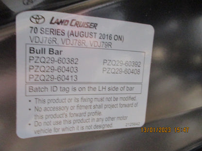 Toyota Landcruiser 70 Series Workmate Genuine Replacement Winch Bull Bar New Part