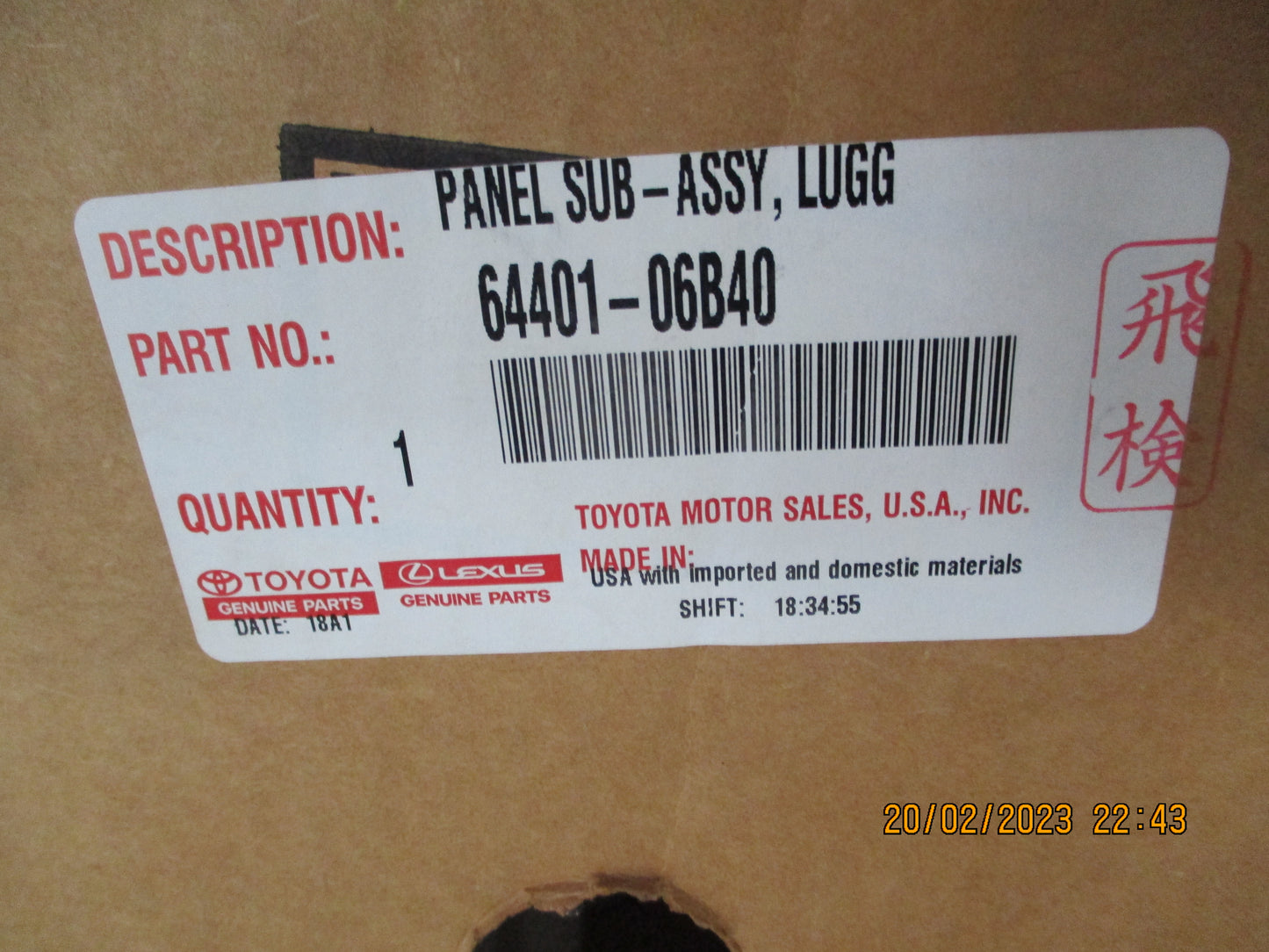 Toyota Aurion-Camry Genuine Boot Lid Assembly Panel New Part