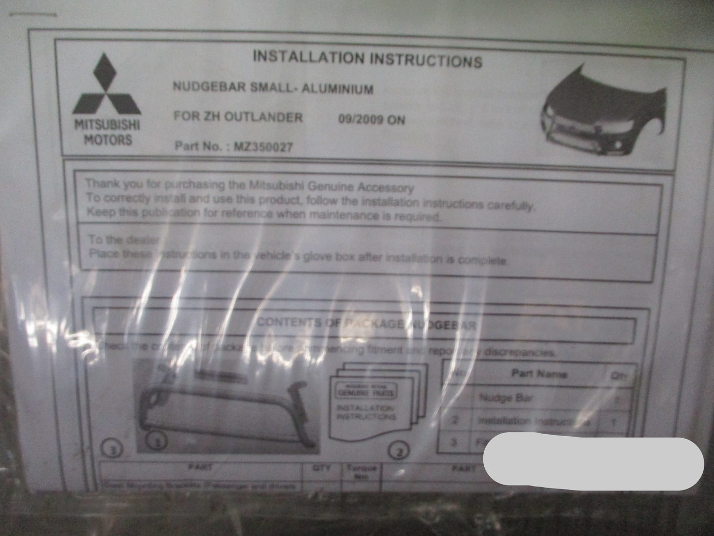 QLD Bull Bar 63MM Alloy Nudge Bar Kit Suits ZH Outlander New Part
