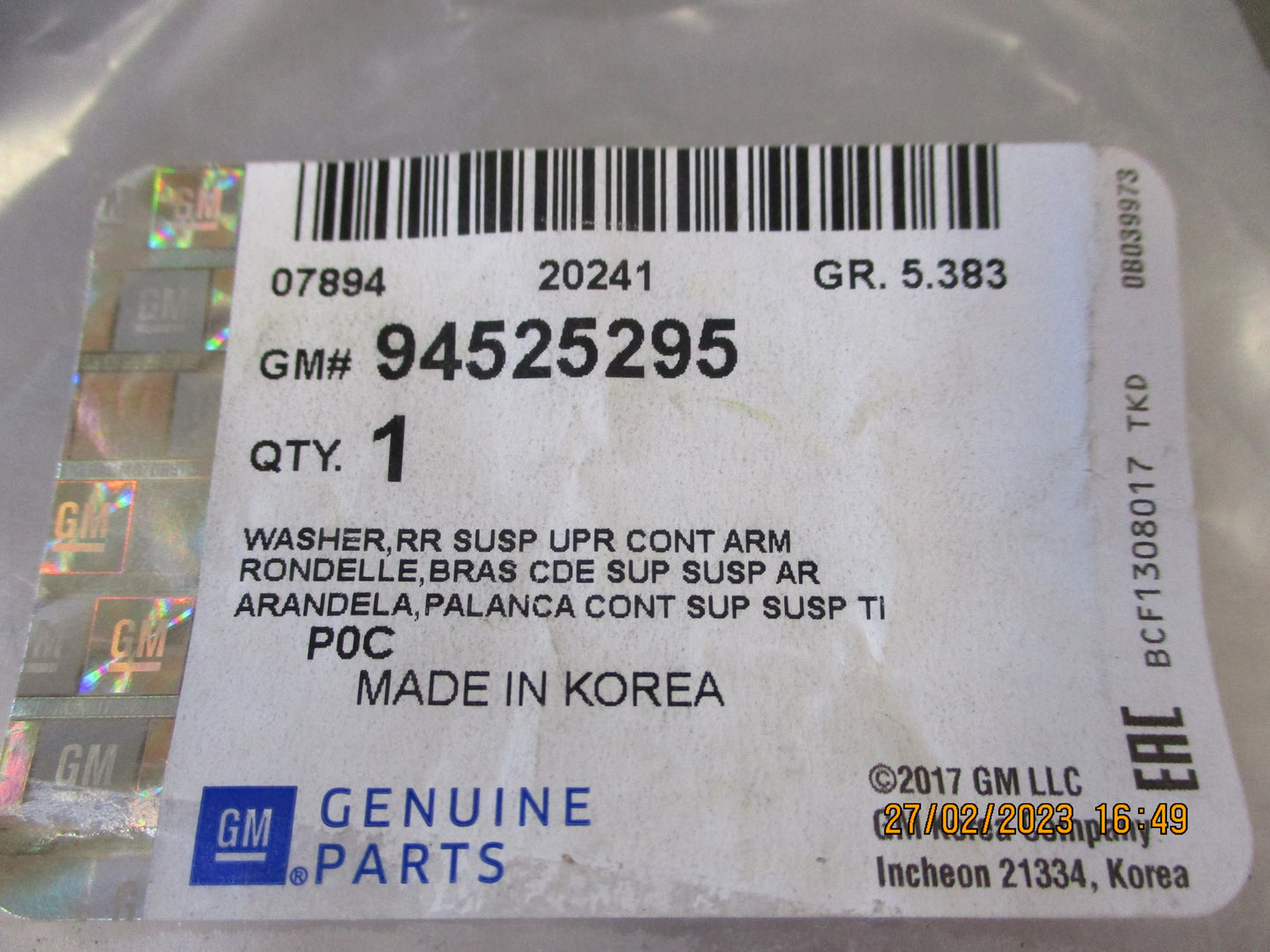 Holden Captiva Genuine Toe Adjuster Washer New Part