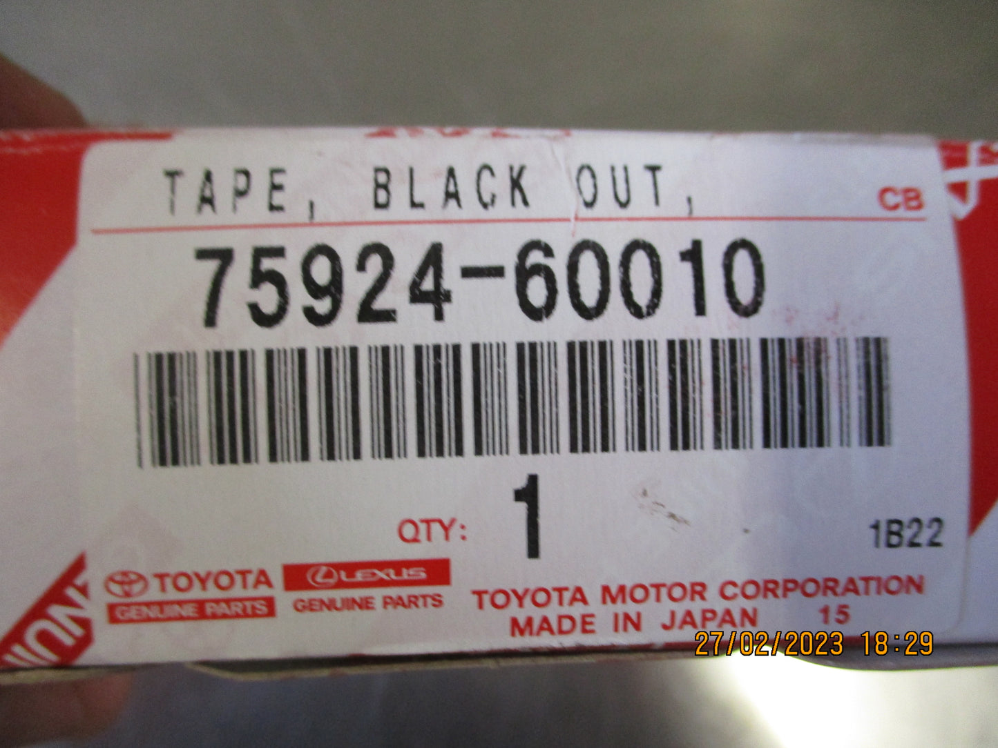 Toyota Lexus GX470 Genuine Black Out Tape Number 2 New Part