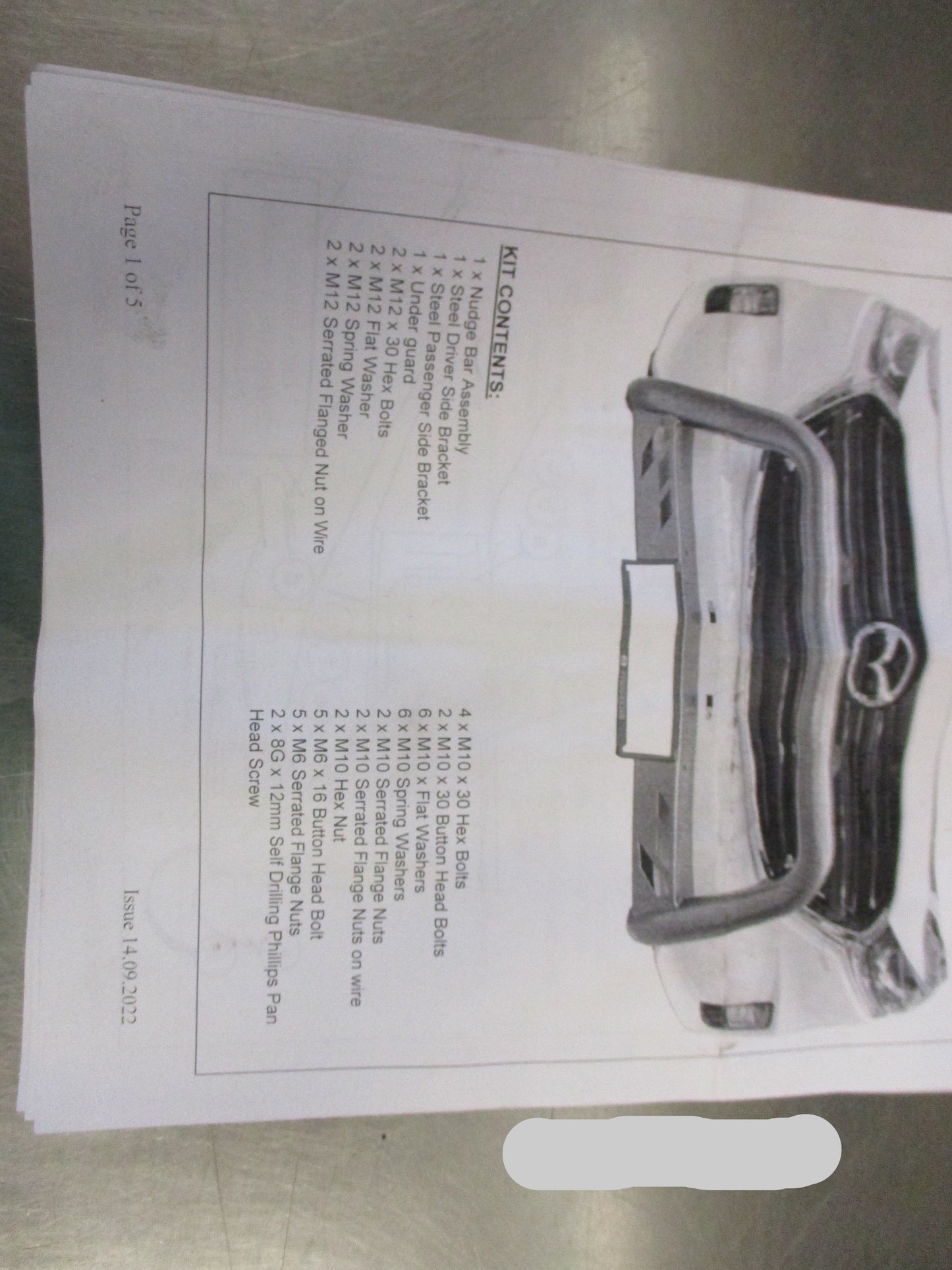 QLD Bull Bars Alloy Nudge Bar Kit Hammer Tone Suits Mazda BT-50 New Part