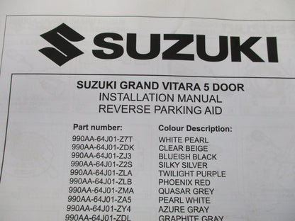 Suzuki JB Vitara Genuine 4 Head Rear Parking Sensor Kit (Quazar Gray) New Part
