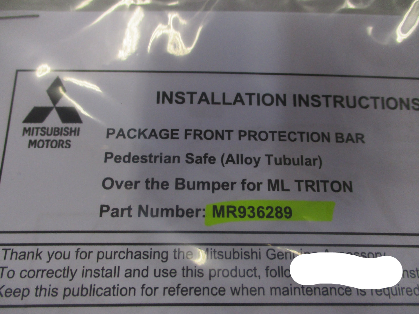 Mitsubishi ML Triton Genuine Alloy Loop Bar Kit New Part