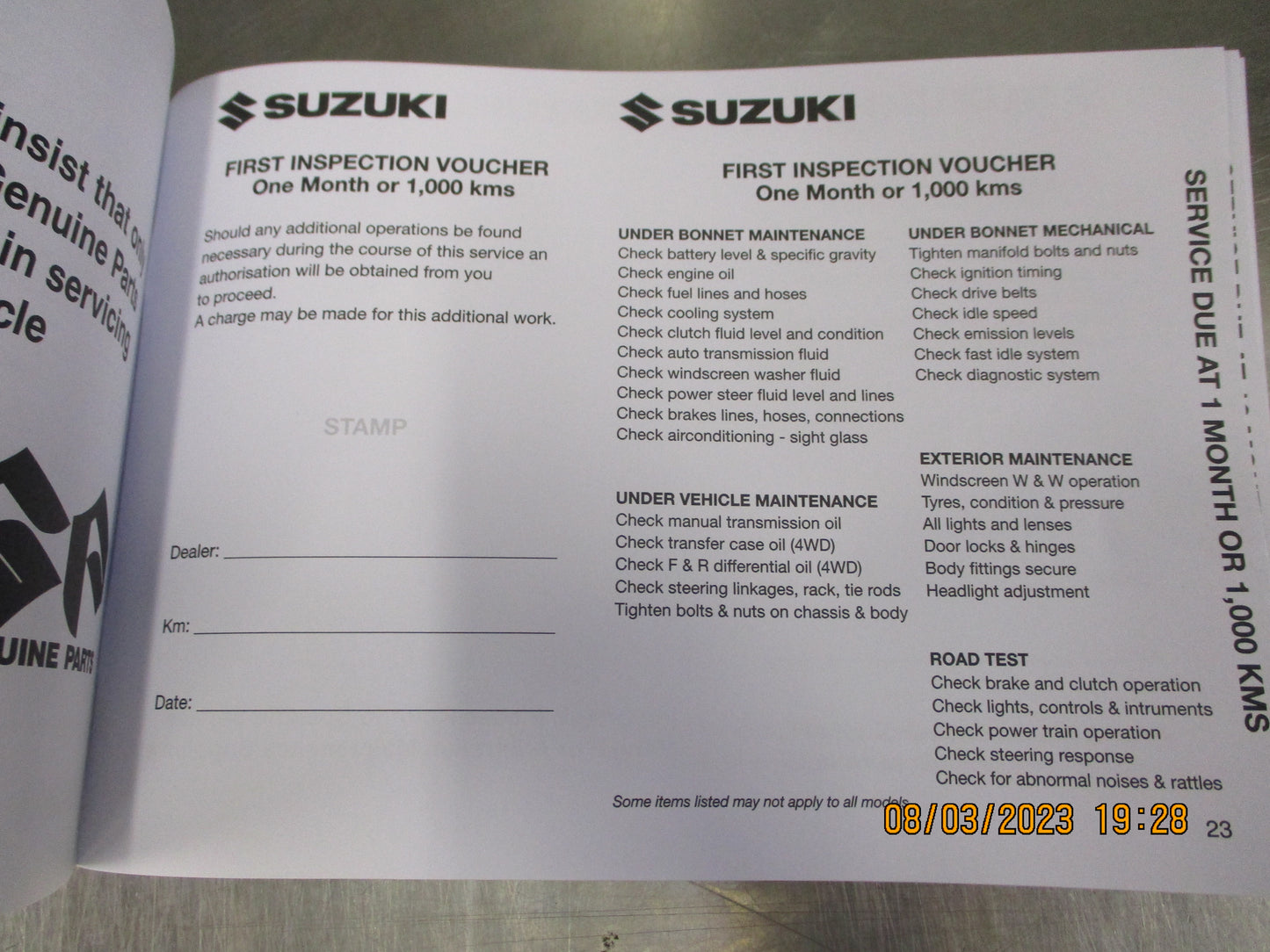 Suzuki Swift Genuine Warranty And Service Manual New Part