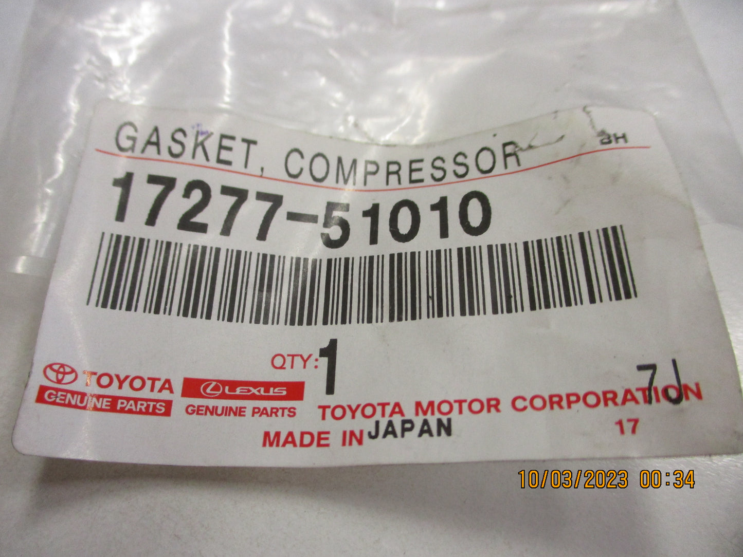 Toyota Landcruiser VDJ79/78 Genuine Compressor Outlet Gasket New Part