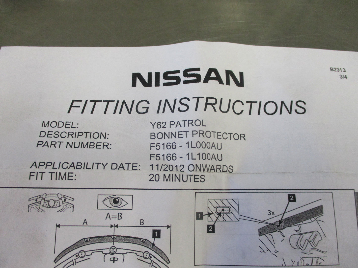 Nissan Patrol Y62 Genuine Tinted Bonnet Protector Series 1-4 New Part
