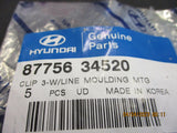 Hyundai Sonata-Tiburon-Tucson Genuine Lower Body Molding Clips Pack Of 5 New Part