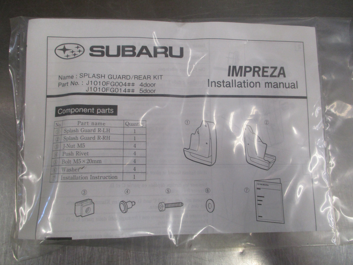 Subaru Impreza Genuine Splash Guards Rear Set New Part