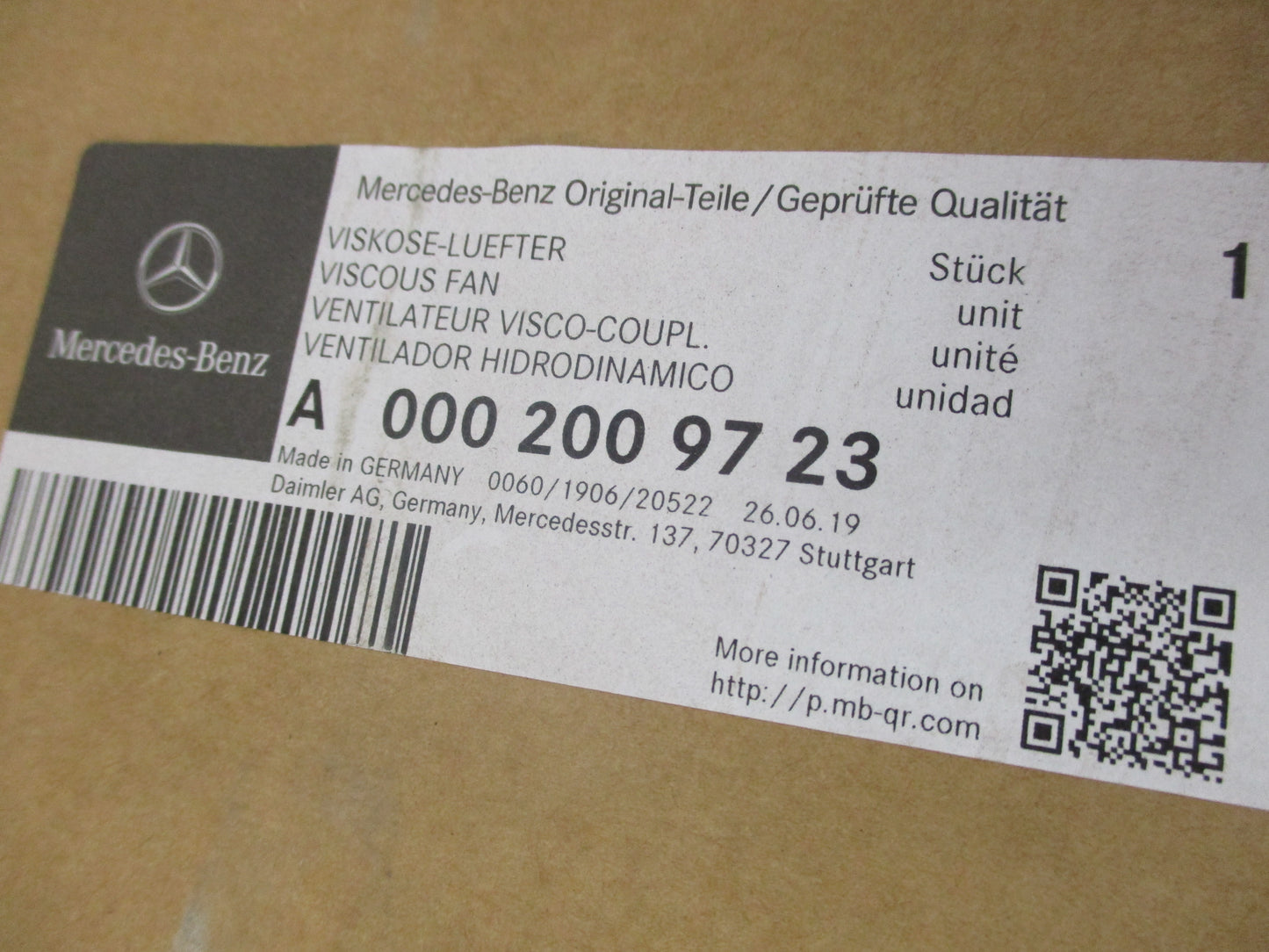 Mercedes Benz Vito Genuine Fan Blade New Part