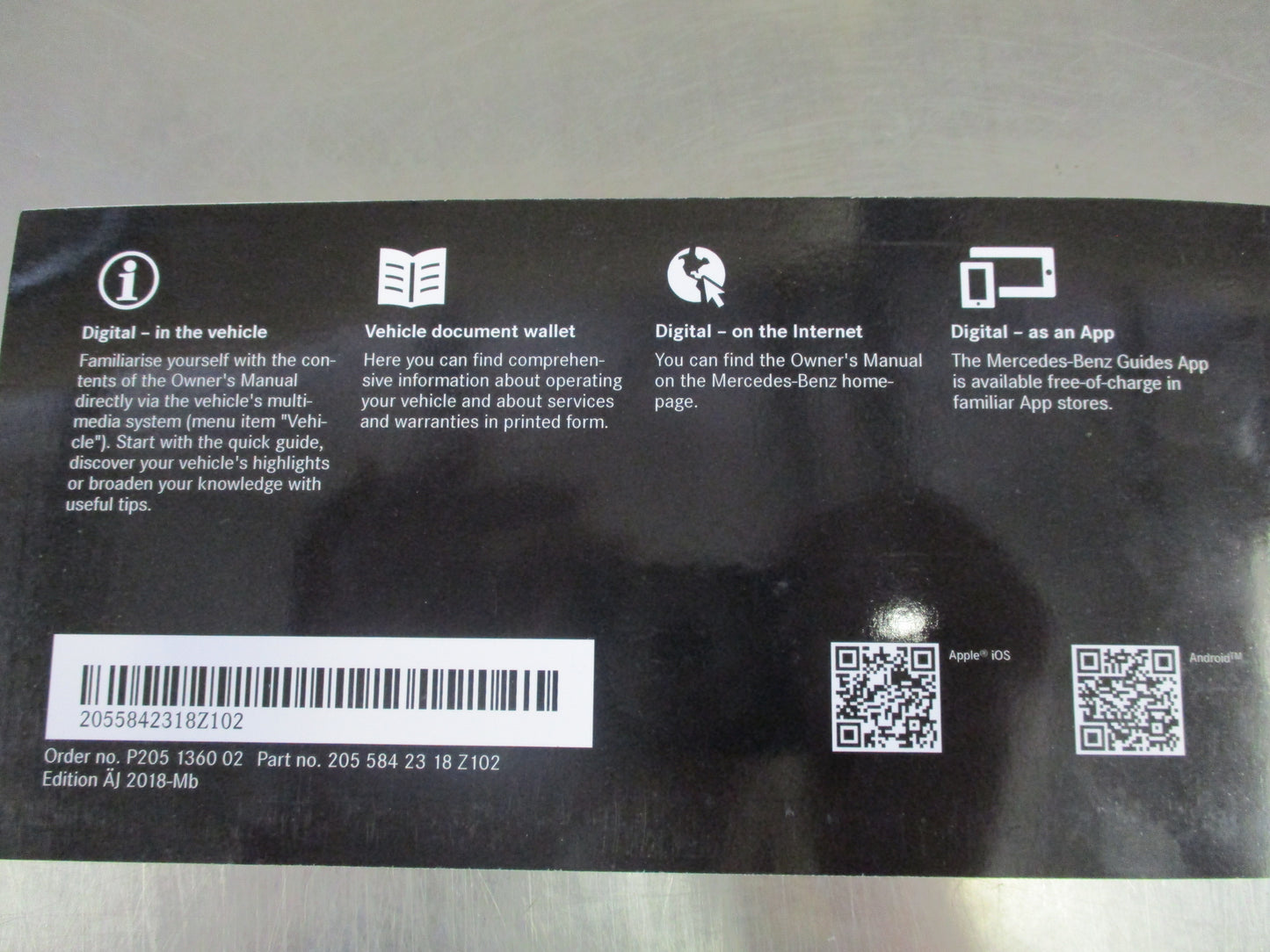 Mercedes Benz C-Class Saloon Genuine Owner's Manual New Part