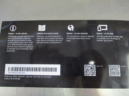 Mercedes Benz C-Class Saloon Genuine Owner's Manual New Part