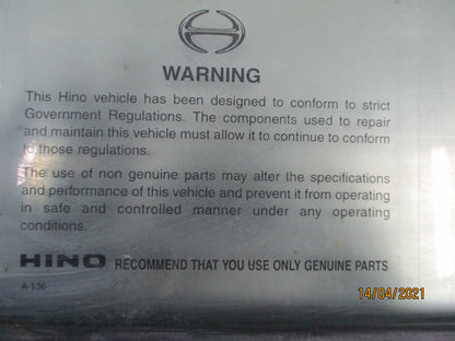 Hino Genuine Truck Rear Window USED VGC