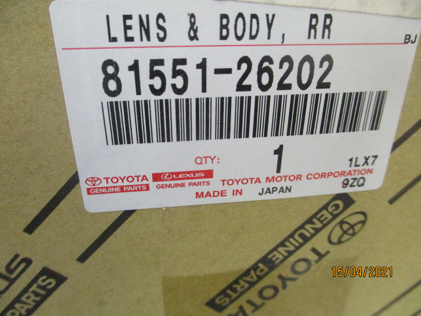 Toyota Hiace Genuine Rear Right (Drivers) Taillight Lens New Part