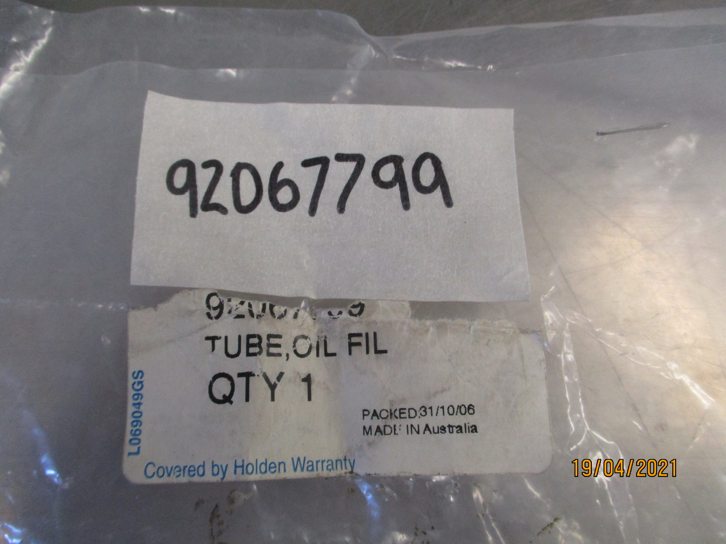 Holden Statesman Genuine Oil Filler Tube New Part