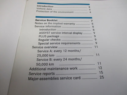 Mercedes Benz CLC/SL Series Genuine Service Booklet New Part