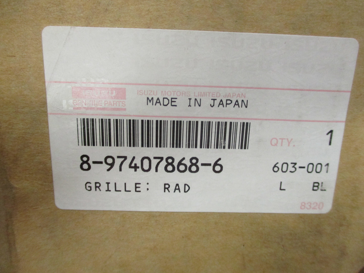 Isuzu FTR850 Truck Genuine Radiator Grille New Part