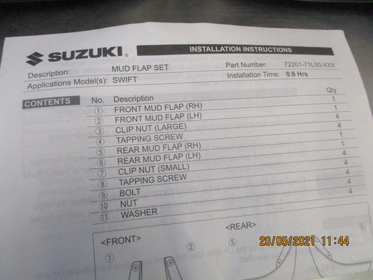 Suzuki Swift Genuine Mud Flap Set New Part
