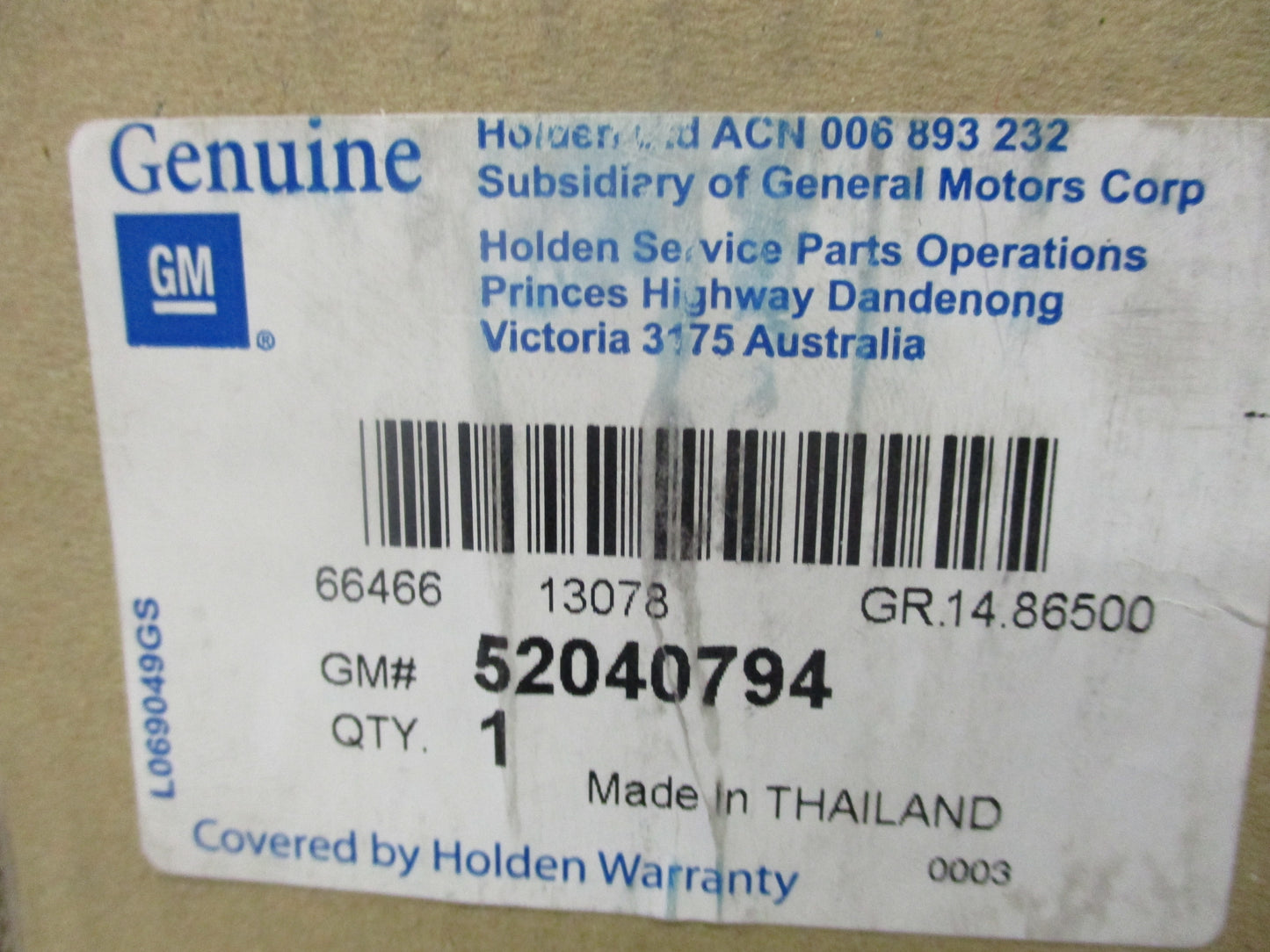 Holden RG Colorado Space Cab Genuine Front and Rear Row Rail Airbag New Part