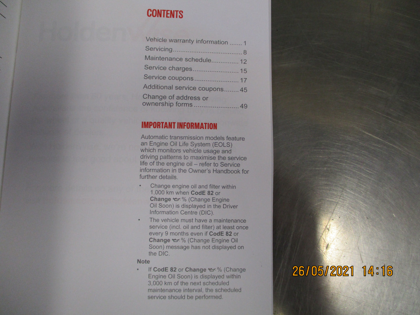 Holden Barina MJ Genuine Service Warranty Booklet New Part
