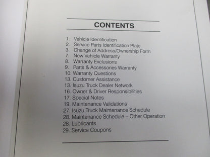 Isuzu N Series Truck Genuine Owners Manual/Service Record Book New Part