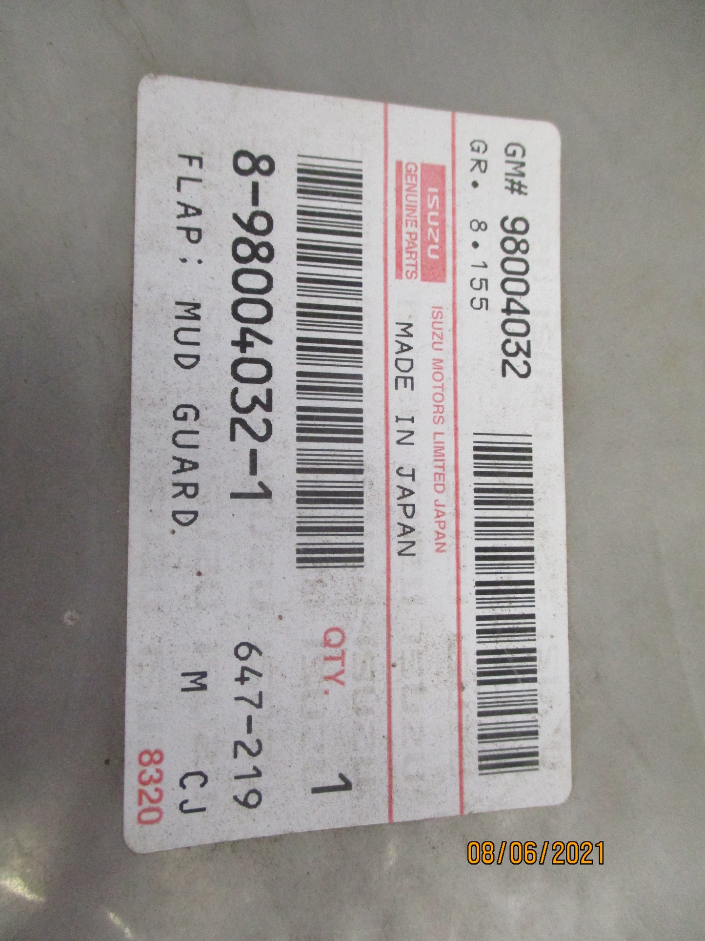 Isuzu NN/NP/NQR Genuine Mud Guard Flap New Part