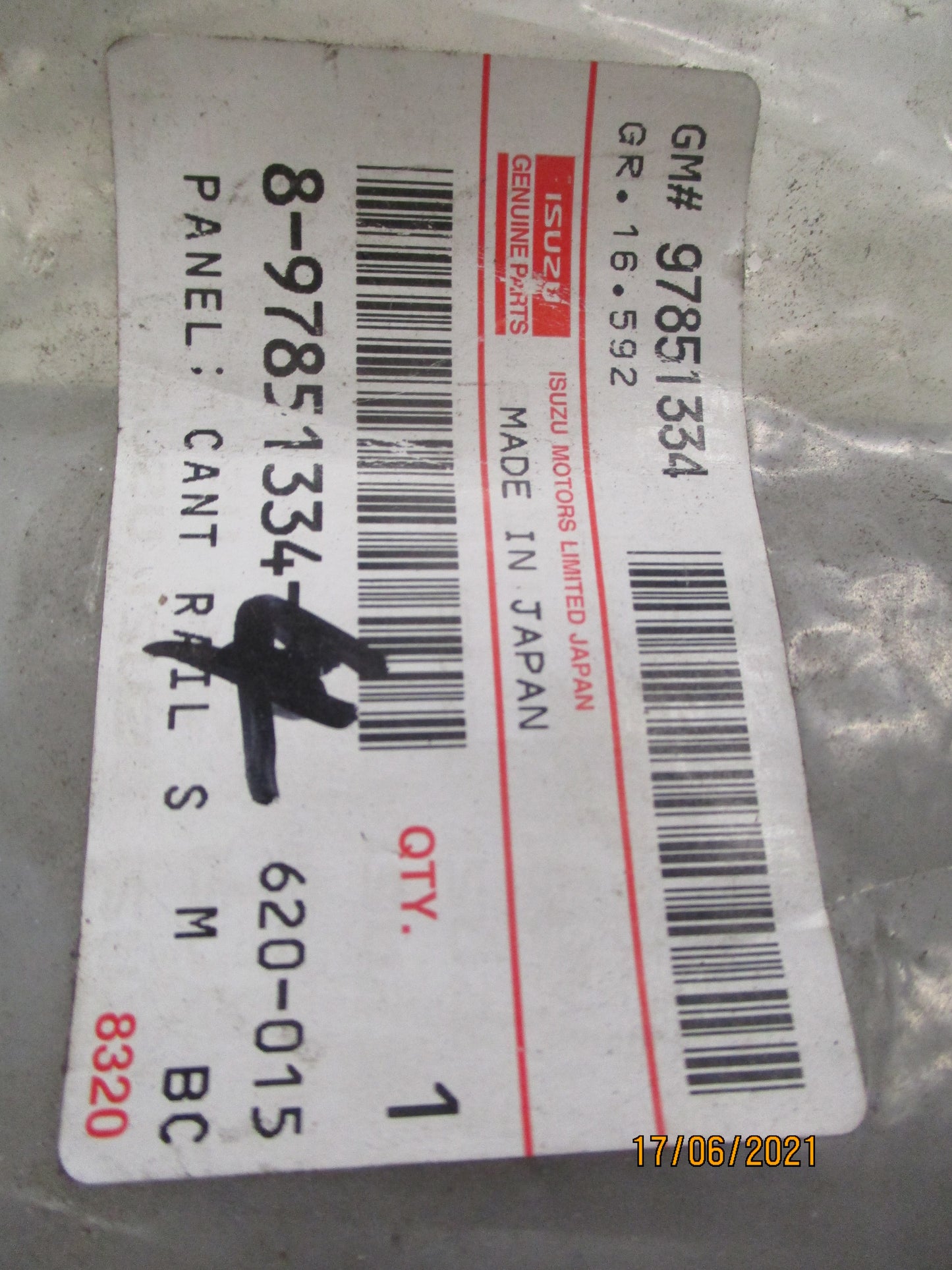 Isuzu NPR Genuine Cant Rail Panel New Part