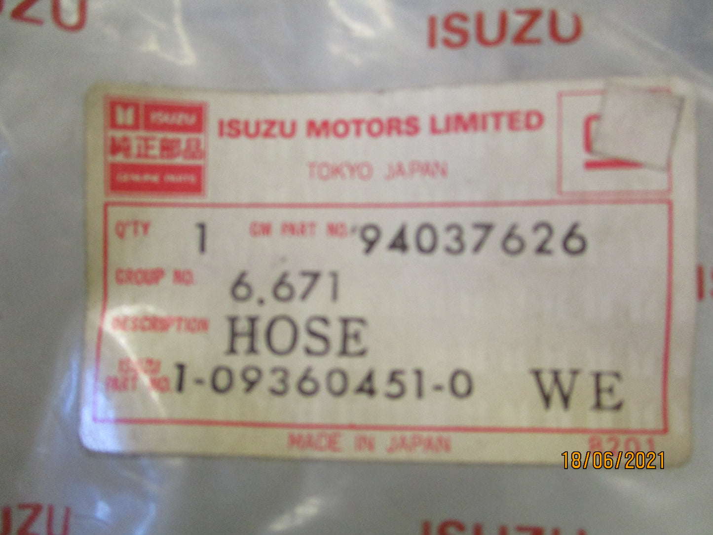 Isuzu Truck Suits Various Models Genuine Oil Tank Inlet Hose New Part