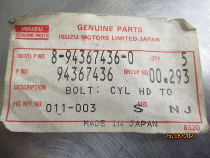 Isuzu NPR/NQR Genuine Cylinder Head To Block Bolt New Part