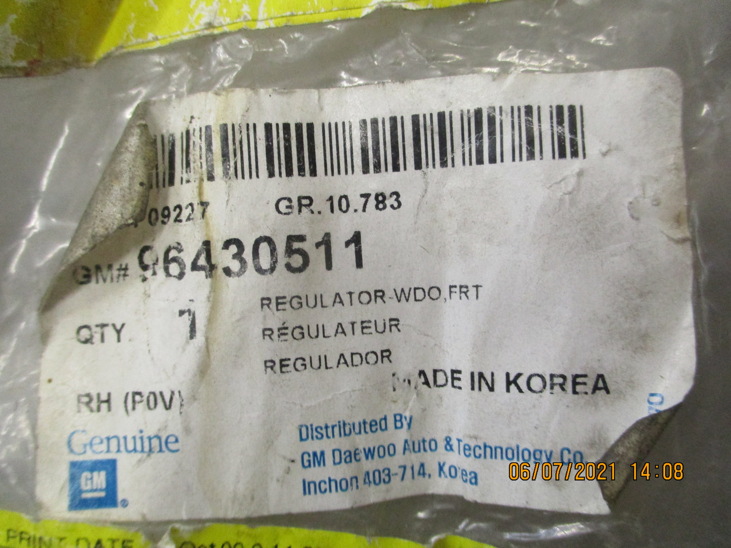 Daewoo Leganza Genuine Front Drivers Window Regulator New Part