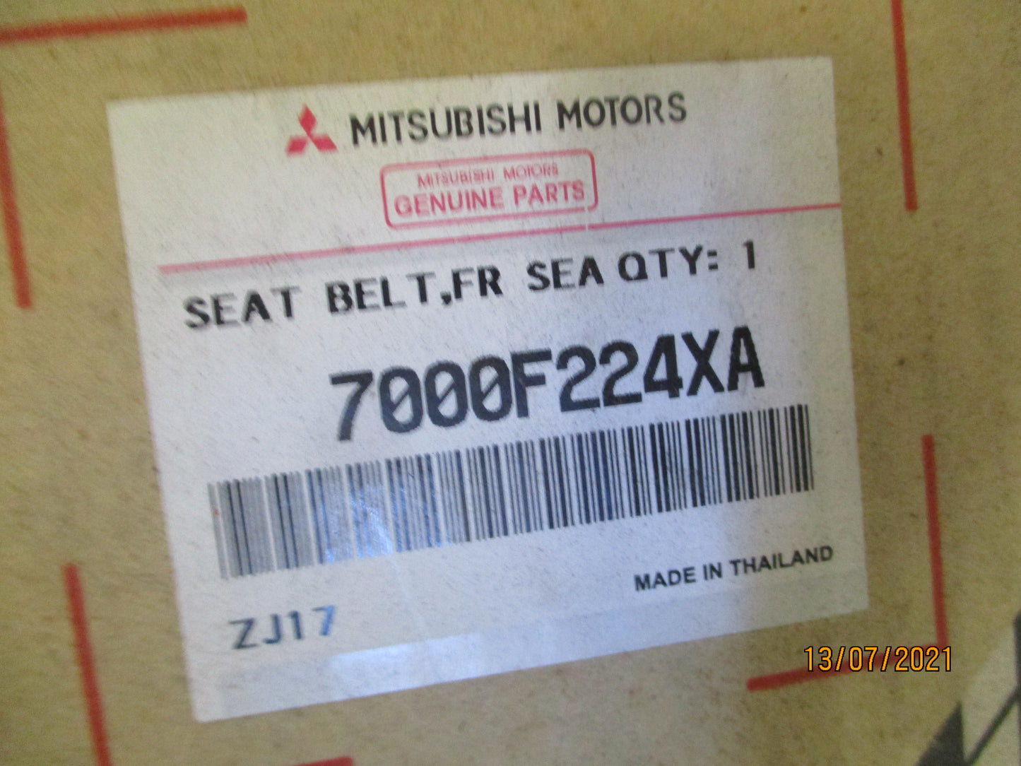 Mitsubishi Triton Genuine Front Outer Right Seat Belt Tensioner New Part