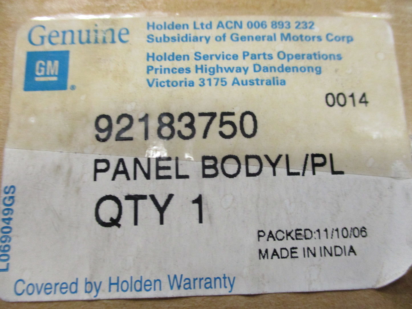 Holden WM Statesman /Caprice Genuine Left hand Rear C Pillar Trim New Part