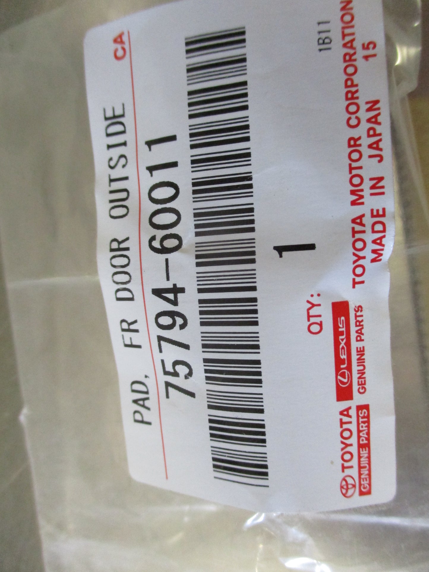 Toyota Landcruiser Genuine Front Door Outside Moulding Pad New Part