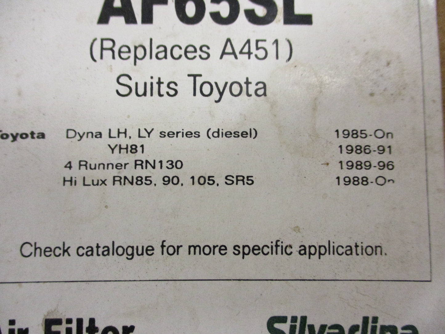 Silver Line air Filter Suits Toyota Dyna-4Runner-Hilux New Part