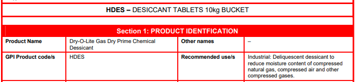 GPI Group Filtration Deliquescent Desiccant New Part