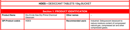 GPI Group Filtration Deliquescent Desiccant New Part